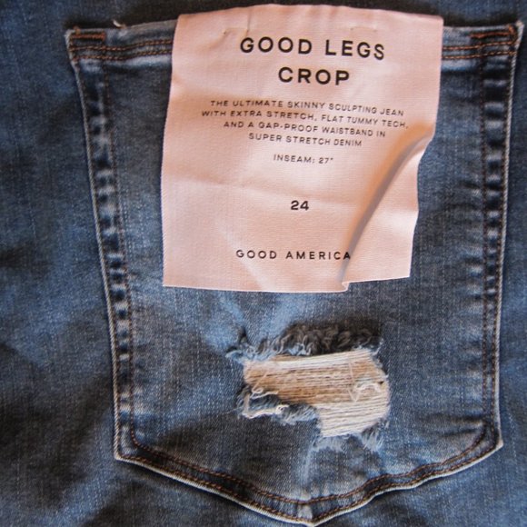 good american GOOD LEGS CROP super cute jeans size 24 plus size - Picture 3 of 4